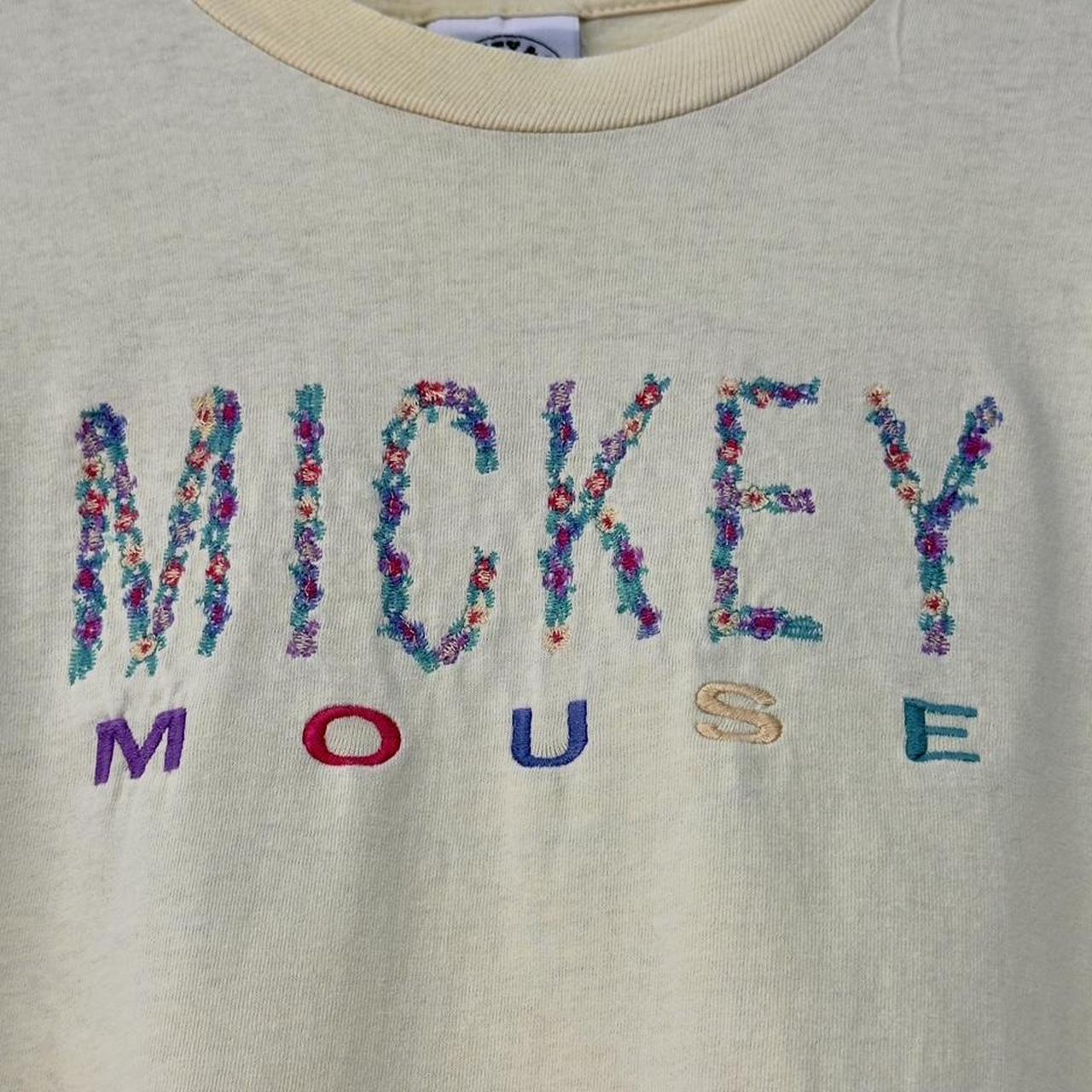 Vintage Mickey Flower Letters 90s T Shirt (L)