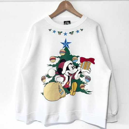 Vintage Santa Mickey Christmas Tree 90s Sweatshirt (M)