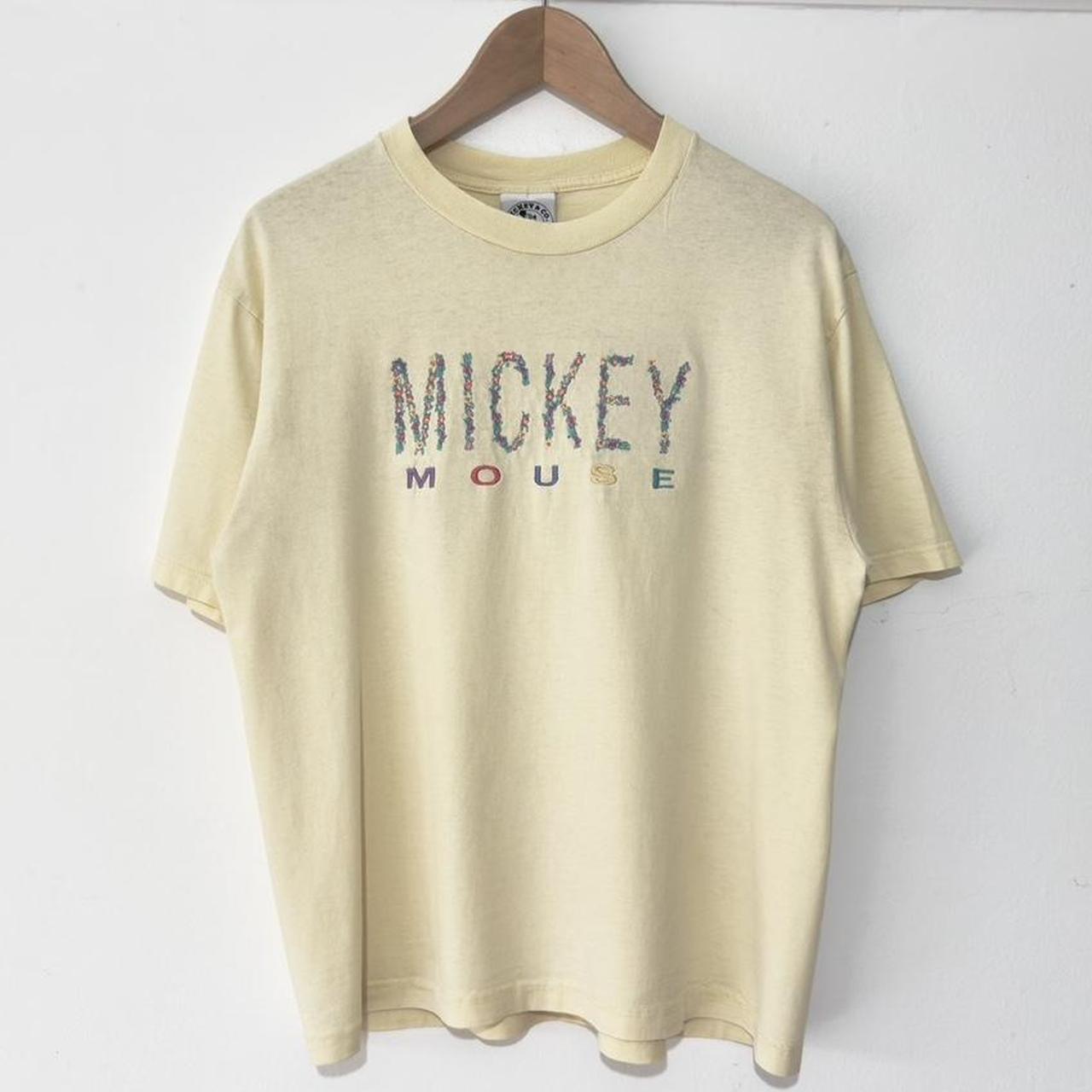 Vintage Mickey Flower Letters 90s T Shirt (L)