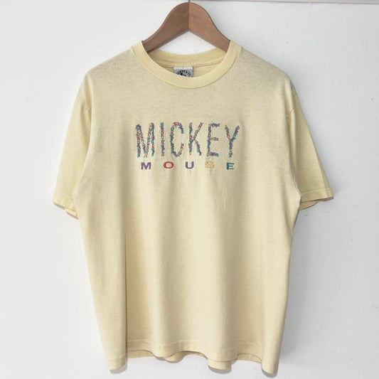 Vintage Mickey Flower Letters 90s T Shirt (L)