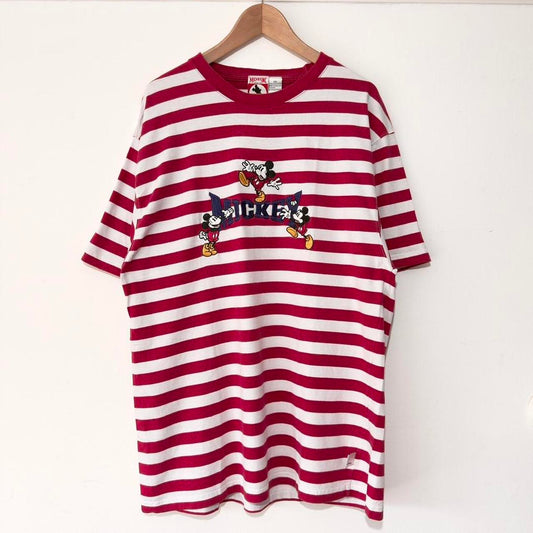 Vintage Mickey Striped 90s T Shirt (Tall L)