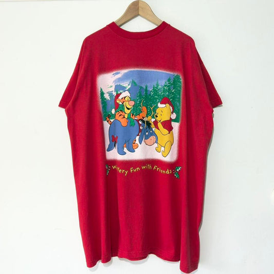 Vintage Pooh & Friends Wintery Fun Christmas 2000 T Shirt (Long XXL)