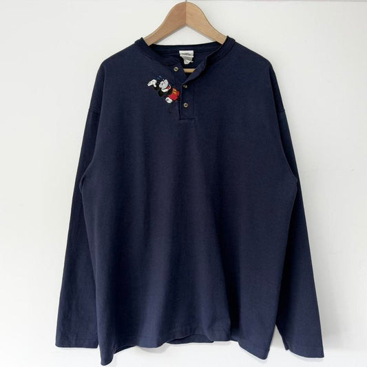Vintage Mickey Mouse 90s Henley Long Sleeve (XL)