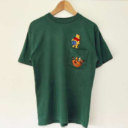 Vintage Pooh & Tigger Embroidered Pocket T Shirt (S)