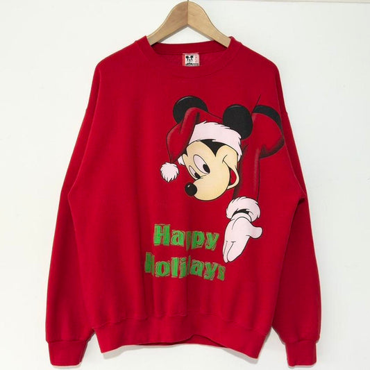 Vintage Santa Mickey Happy Holidays 90s Sweatshirt (L)