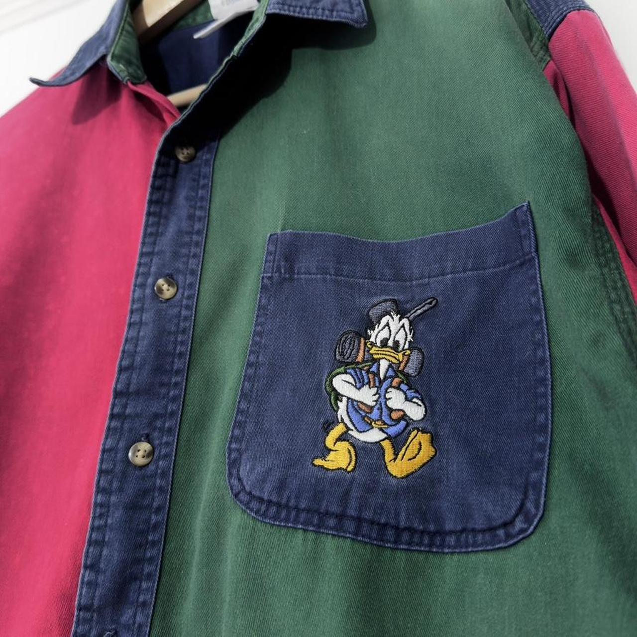 Vintage Mickey & Friends Hiking Embroidered Colour Block 90s Shirt (S)