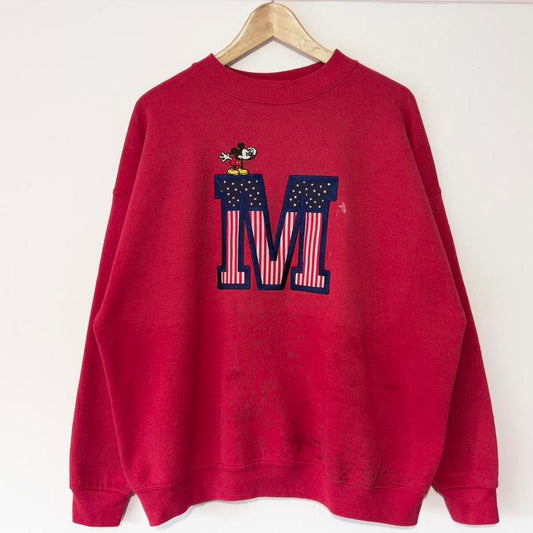 Vintage Mickey Mouse USA Distressed 90s Sweatshirt (L)