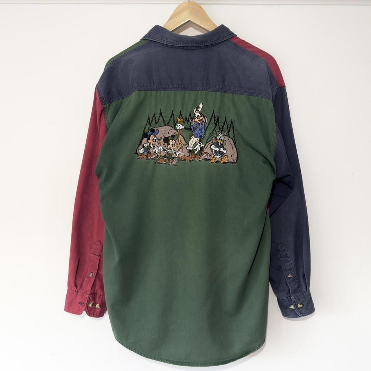 Vintage Mickey & Friends Hiking Embroidered Colour Block 90s Shirt (S)