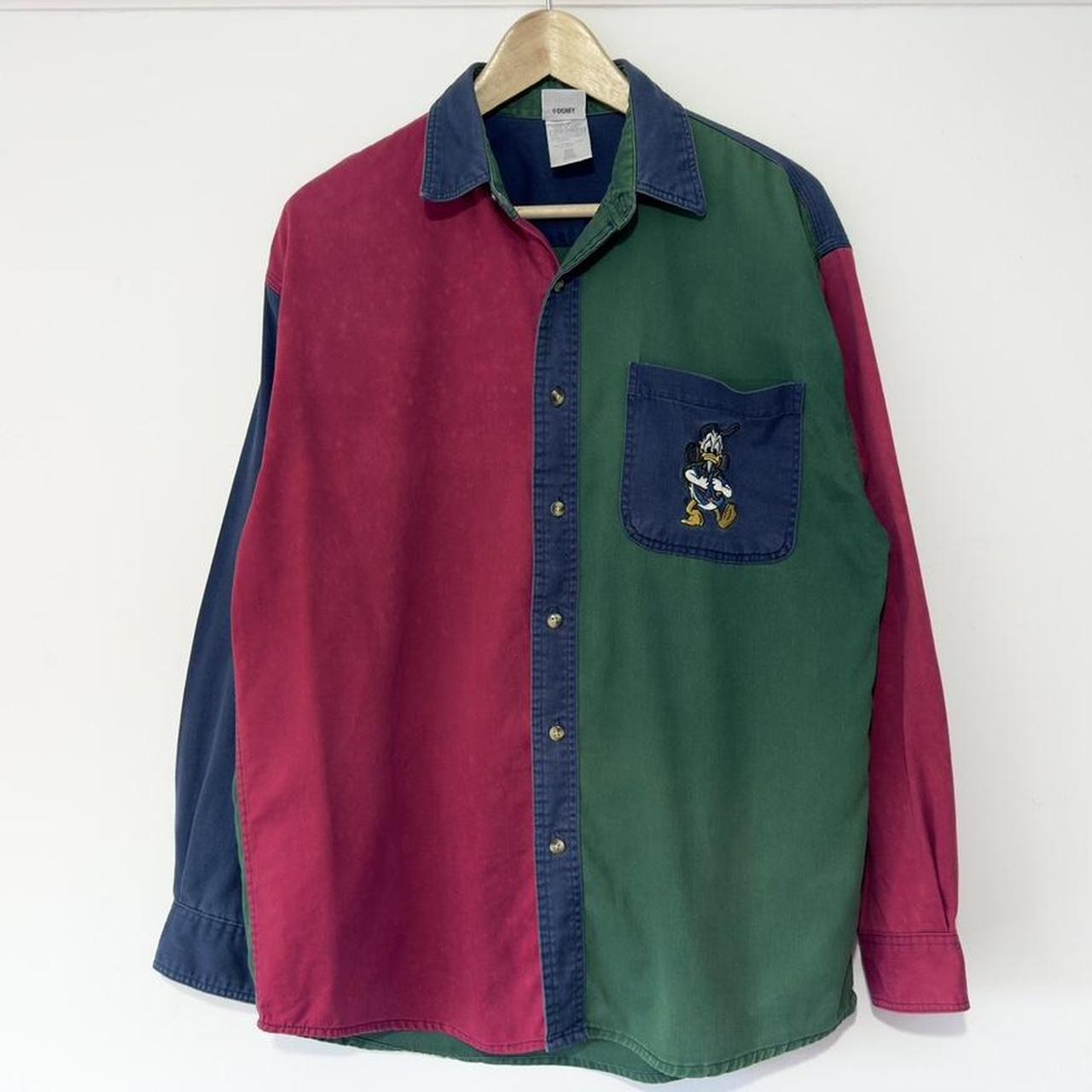 Vintage Mickey & Friends Hiking Embroidered Colour Block 90s Shirt (S)