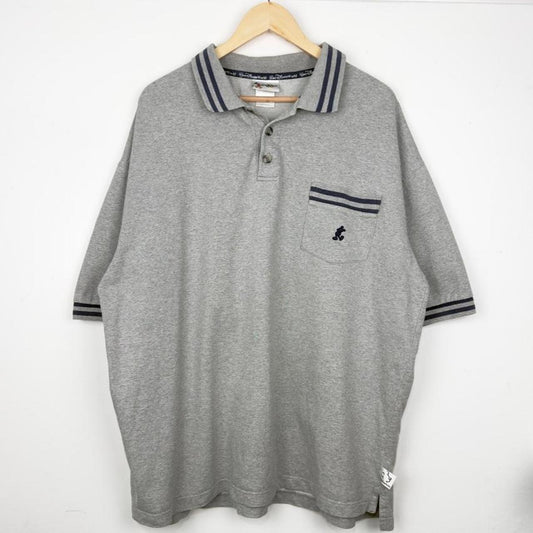 Vintage 00s Mickey Mouse Grey Pocket Polo Shirt (XL)