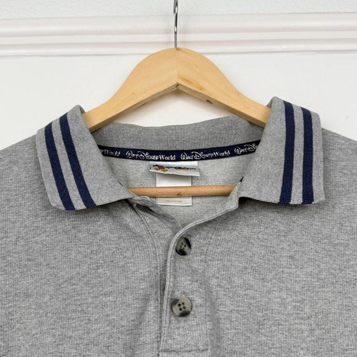 Vintage 00s Mickey Mouse Grey Pocket Polo Shirt (XL)