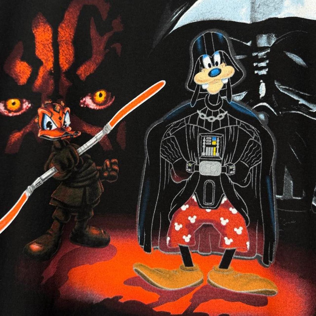 Walt Disney World Donald & Goofy Darth Maul Darth Vader 2008 Black T Shirt (M)