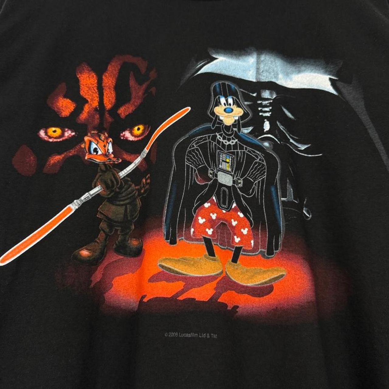 Walt Disney World Donald & Goofy Darth Maul Darth Vader 2008 Black T Shirt (M)
