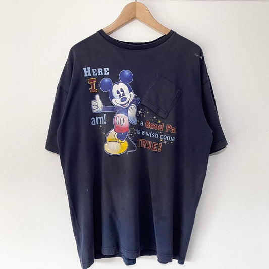 Mickey Wish Come True Distressed 00s T Shirt (XL)