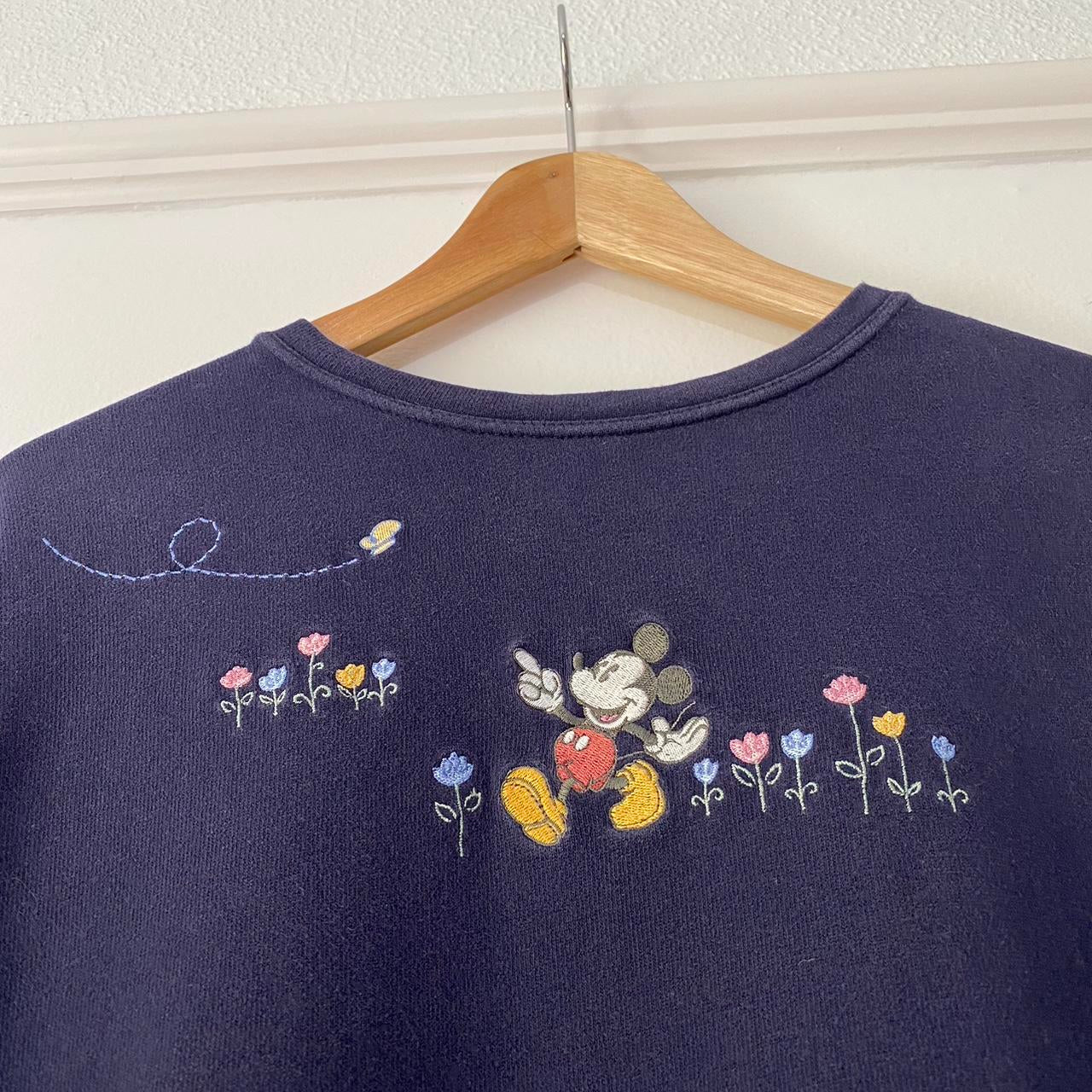 Vintage Mickey Flowers & Butterfly Embroidered Long Sleeve (XL)