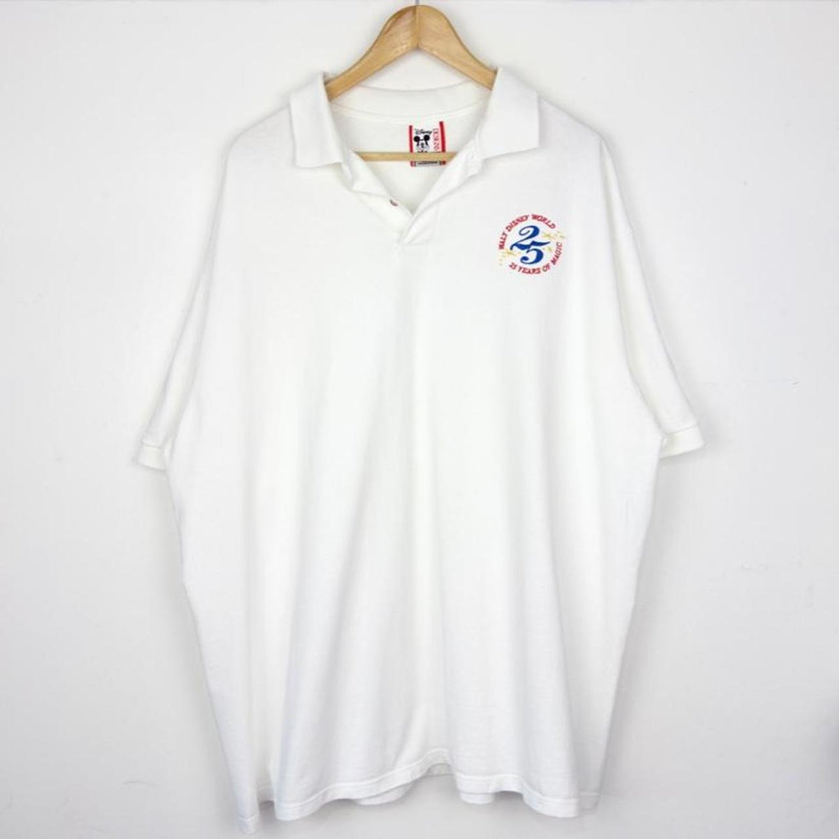 Vintage 90s Walt Disney World 25th Anniversary White Polo Shirt (XL)