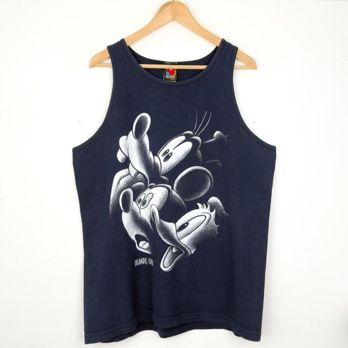 Vintage 90s Mickey, Donald & Goofy Orlando Florida Navy Tank Vest Top (L)