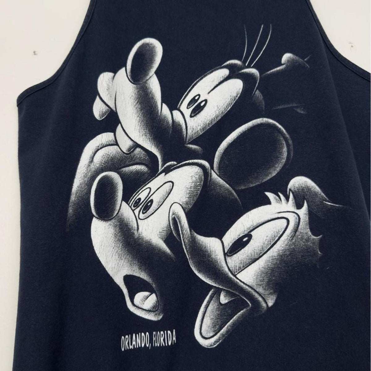 Vintage 90s Mickey, Donald & Goofy Orlando Florida Navy Tank Vest Top (L)