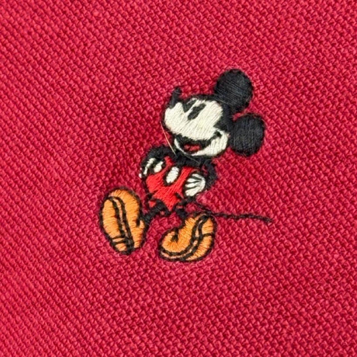Vintage 00s Mickey Mouse Embroidered Red Polo Shirt (L)