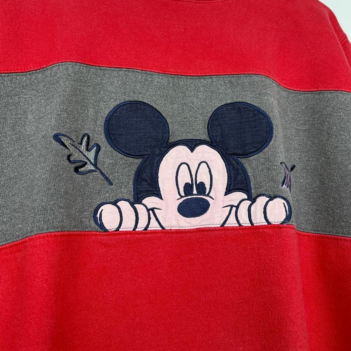 Vintage 00s Mickey Peek Leaves Red Sweatshirt (S)