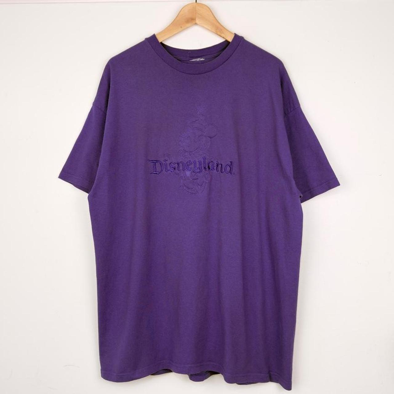Vintage 00s Disneyland Minnie Mouse Embossed Embroidered Purple T Shirt (XL)