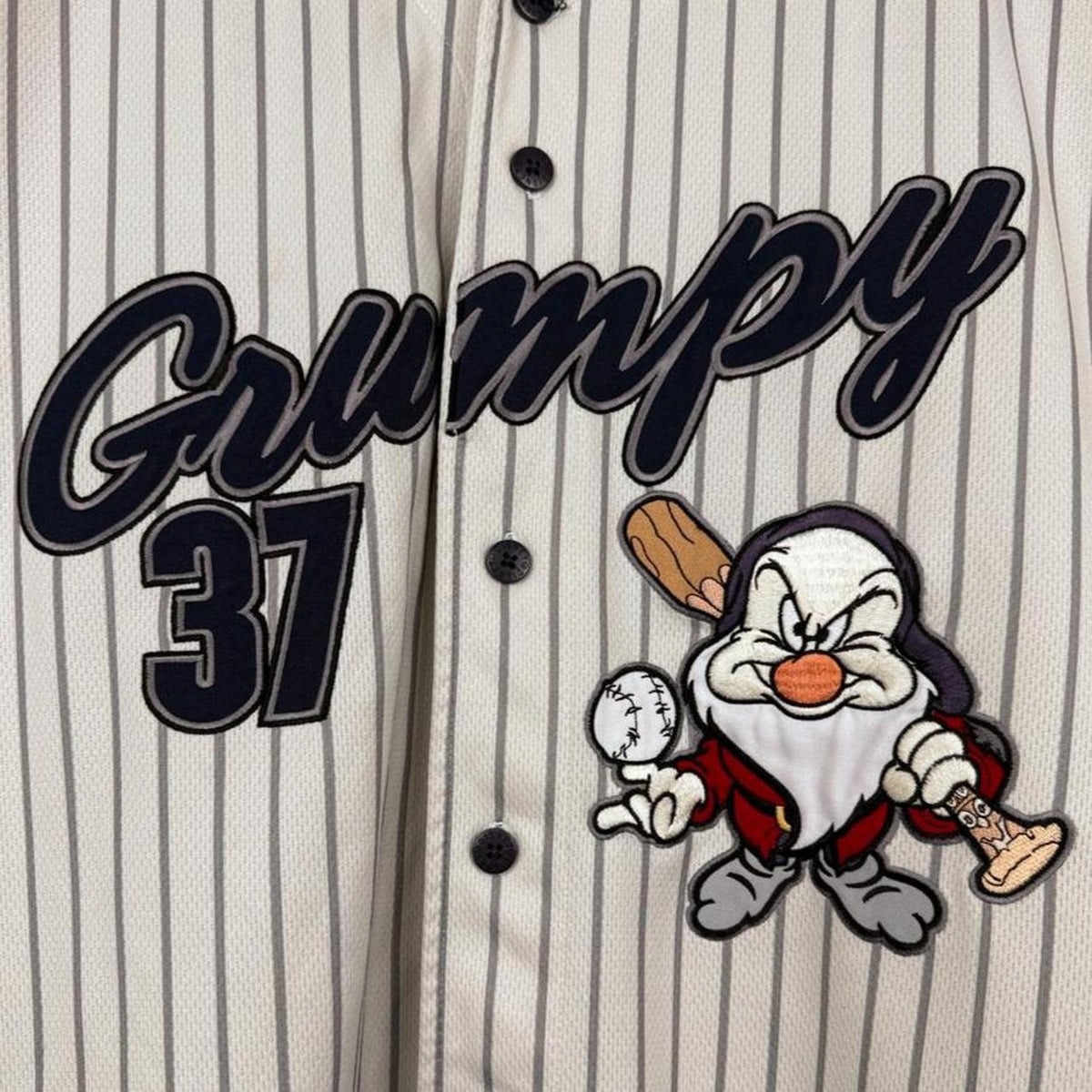 Vintage 00s Grumpy Baseball Disneyland Grey Beige Jersey (XL)