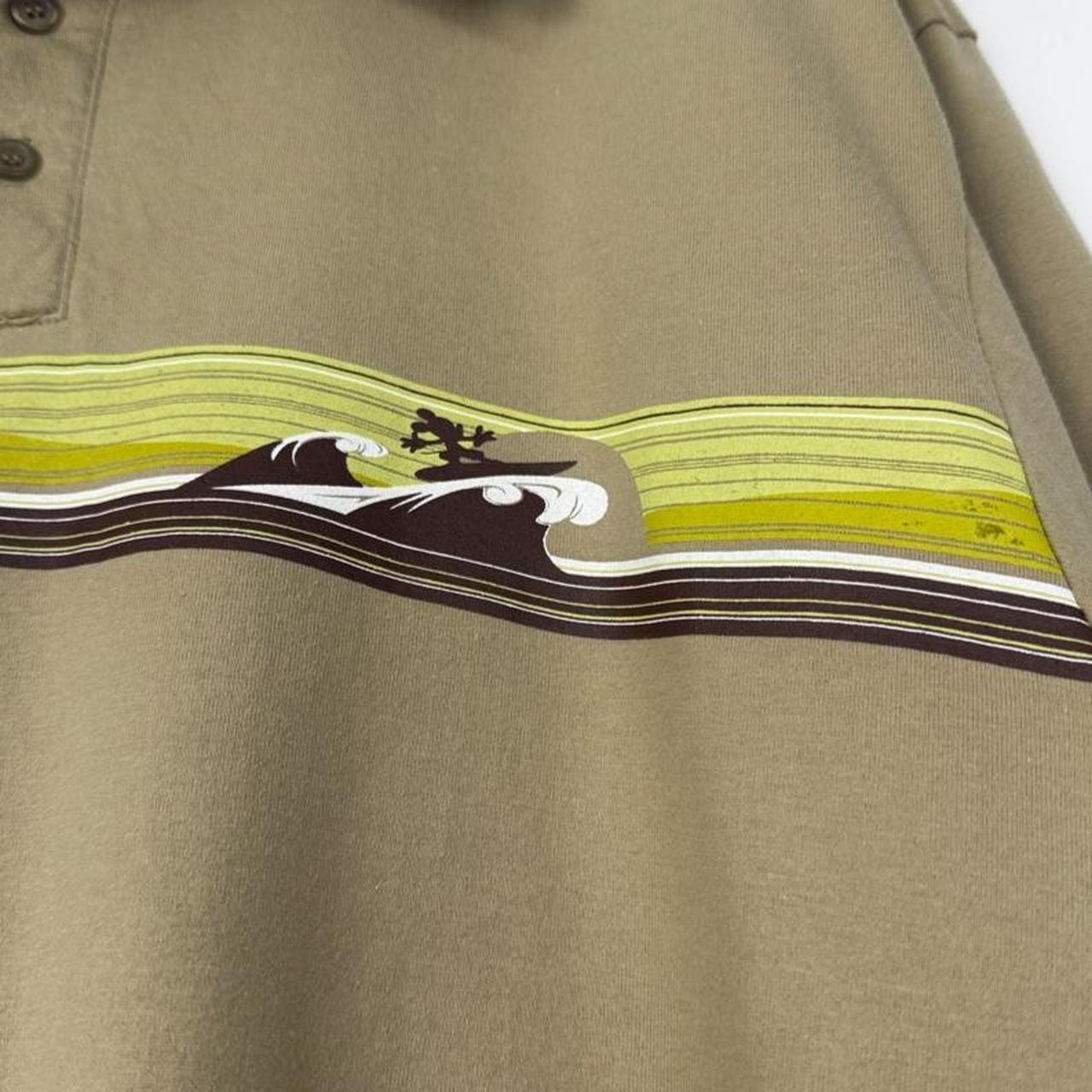 Vintage 00s Disneyland Mickey Mouse Surfing Khaki Polo Shirt (XL/XXL)