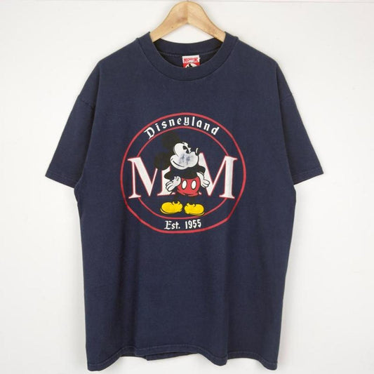 Vintage 90s Disneyland Mickey Mouse Est. 1955 Navy Blue T Shirt (XL)