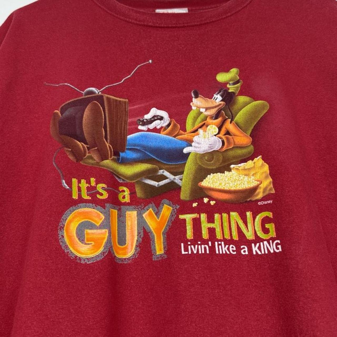 Vintage 00s Goofy It's A Guy Thing Disney Store Red T Shirt (XL)