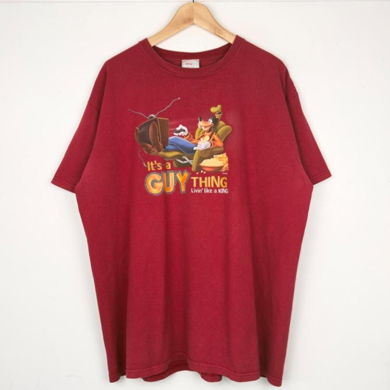 Vintage 00s Goofy It's A Guy Thing Disney Store Red T Shirt (XL)
