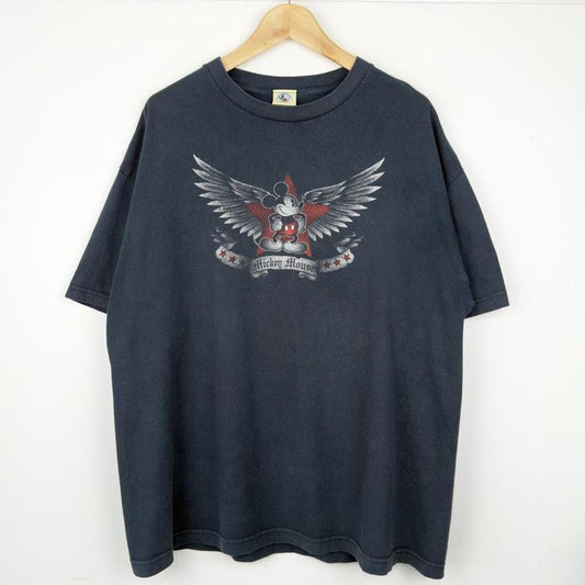Vintage 00s Mickey Mouse Wings Dark Navy T Shirt (XL)