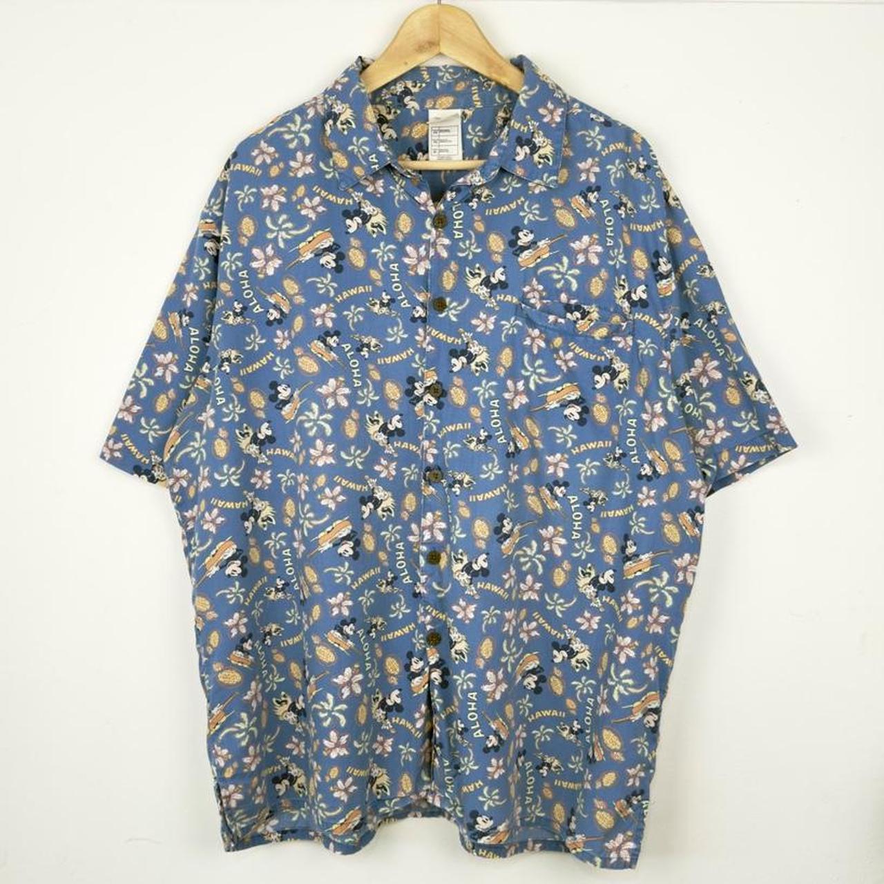 Disney Mickey Mouse Blue Hawaiian Shirt (XL)