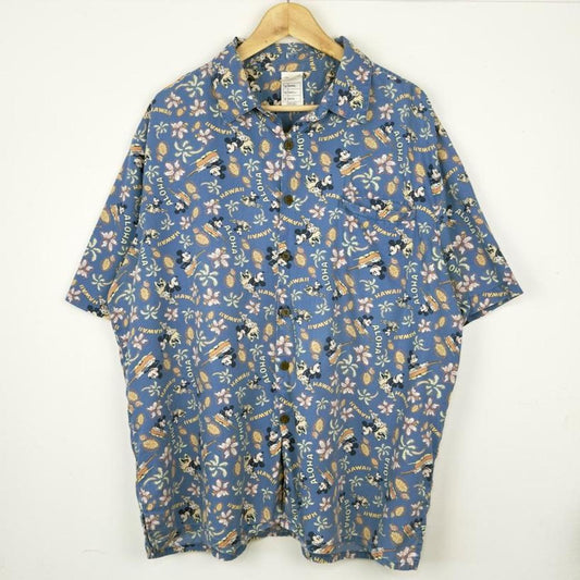 Disney Mickey Mouse Blue Hawaiian Shirt (XL)