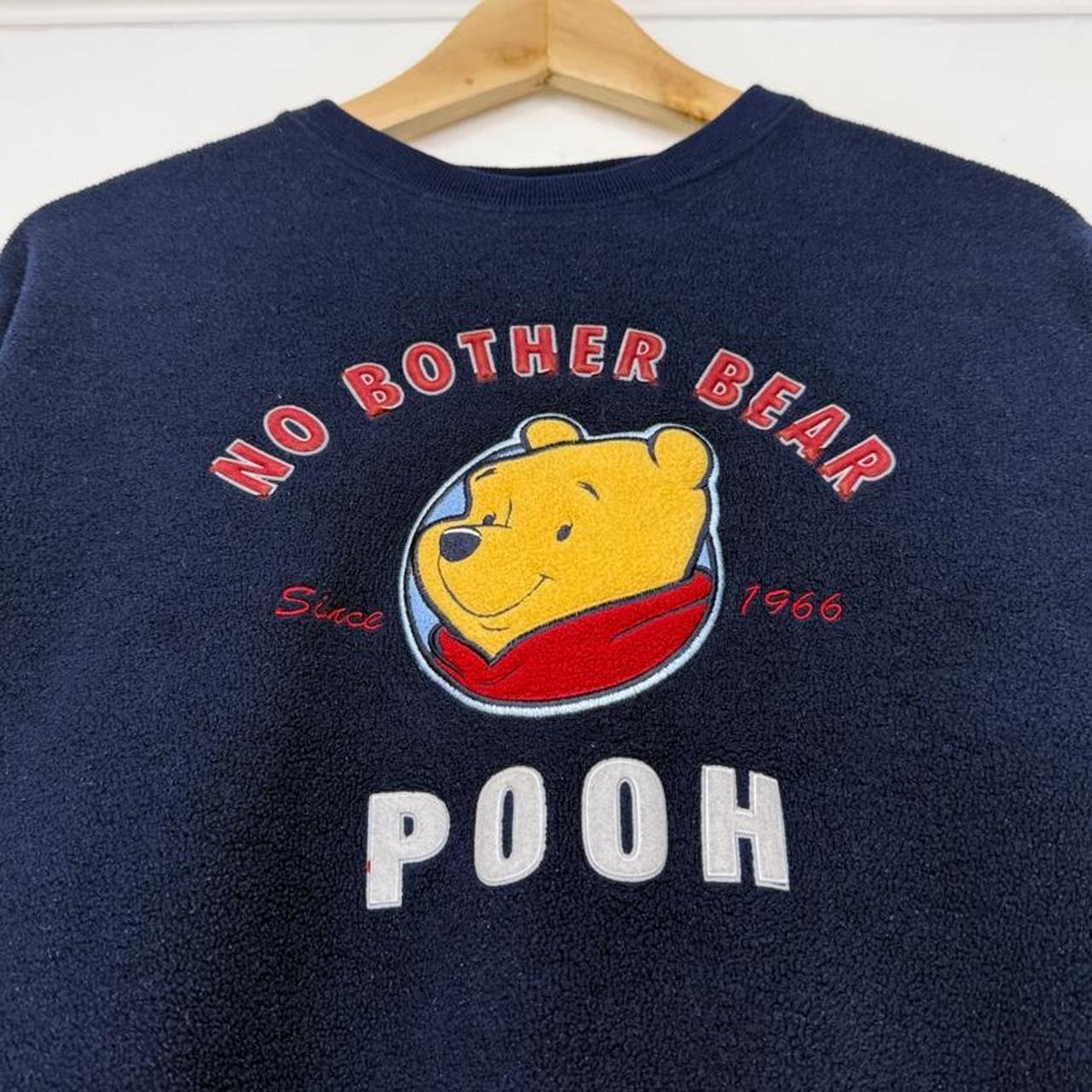 Vintage 00s Winnie the Pooh No Bother Bear Navy Blue Fleece Sweatshirt (S)