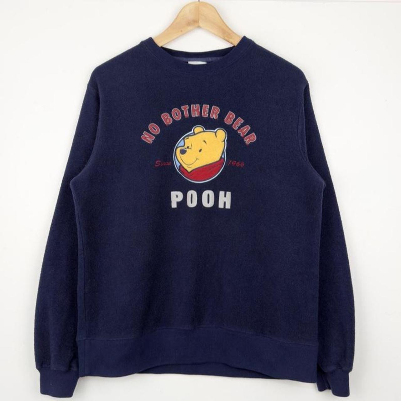 Vintage 00s Winnie the Pooh No Bother Bear Navy Blue Fleece Sweatshirt (S)