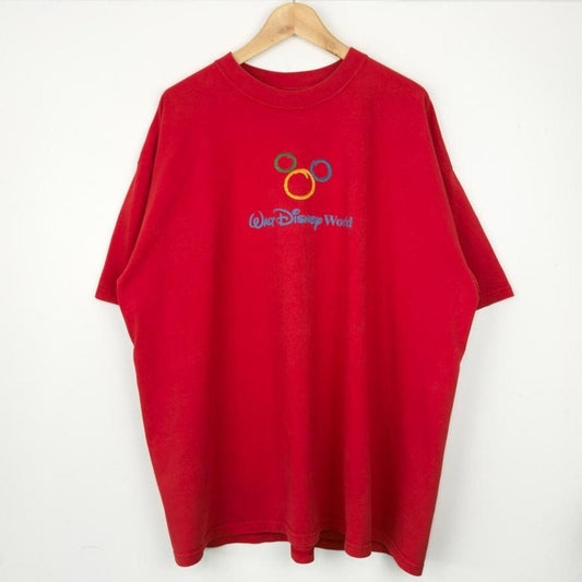 Vintage 00s Walt Disney World Mickey Emblem Red T Shirt (XXL)