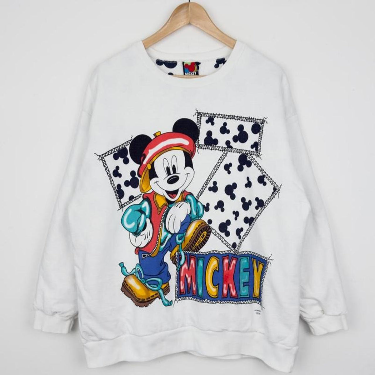 Vintage 90s Mickey Mouse White Sweatshirt (L)