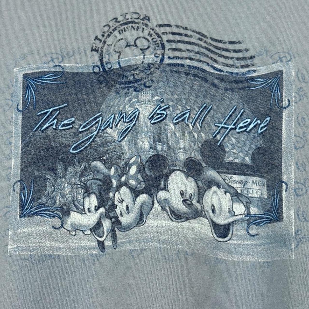 Vintage 00s Walt Disney World Postcard Blue T Shirt (XXL)