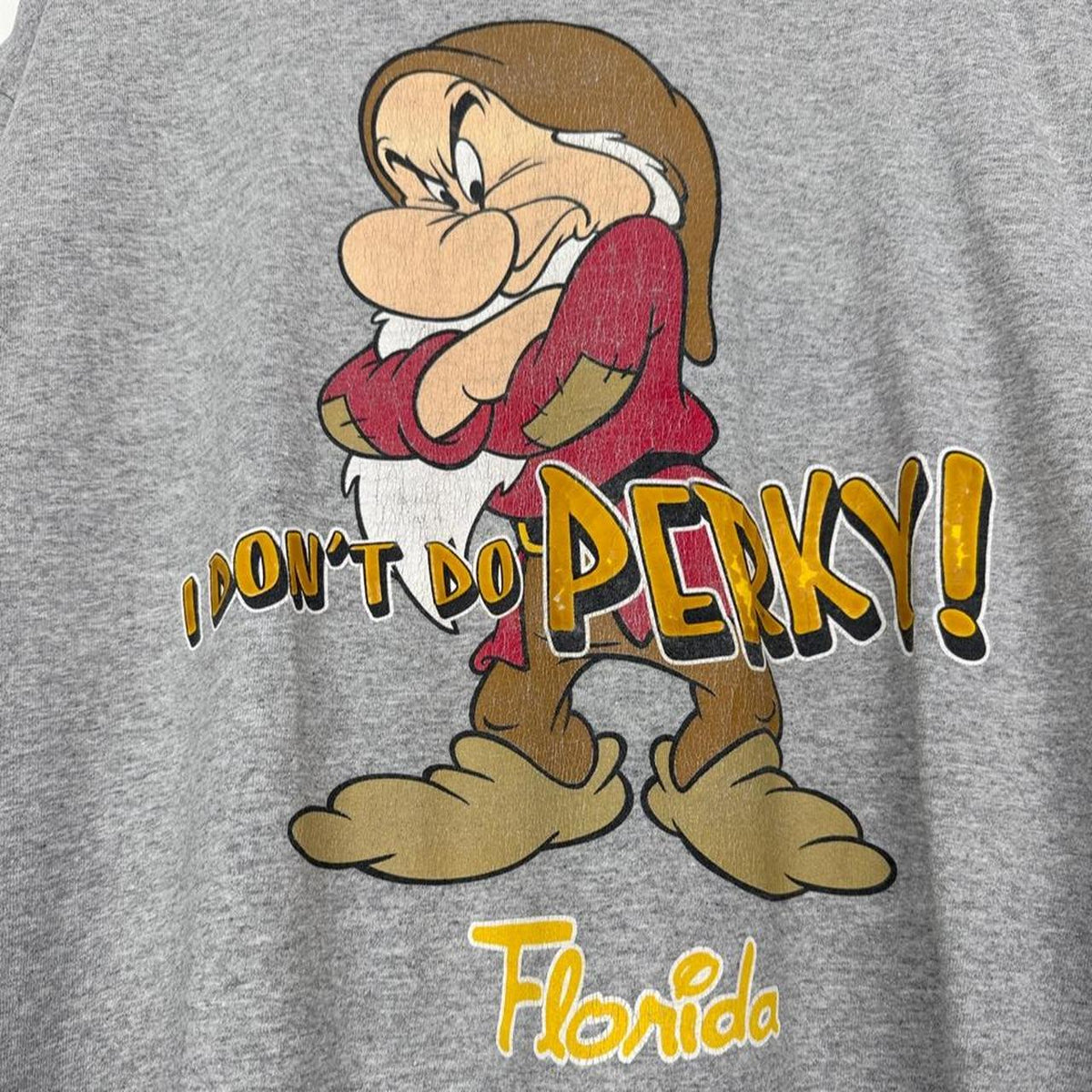 Disney Florida Grumpy I Don't Do Perky 2000s Grey T Shirt (L)