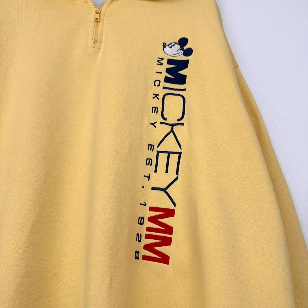 Vintage 00s Mickey Mouse Embroidered Yellow Quarter Zip (XXXL)