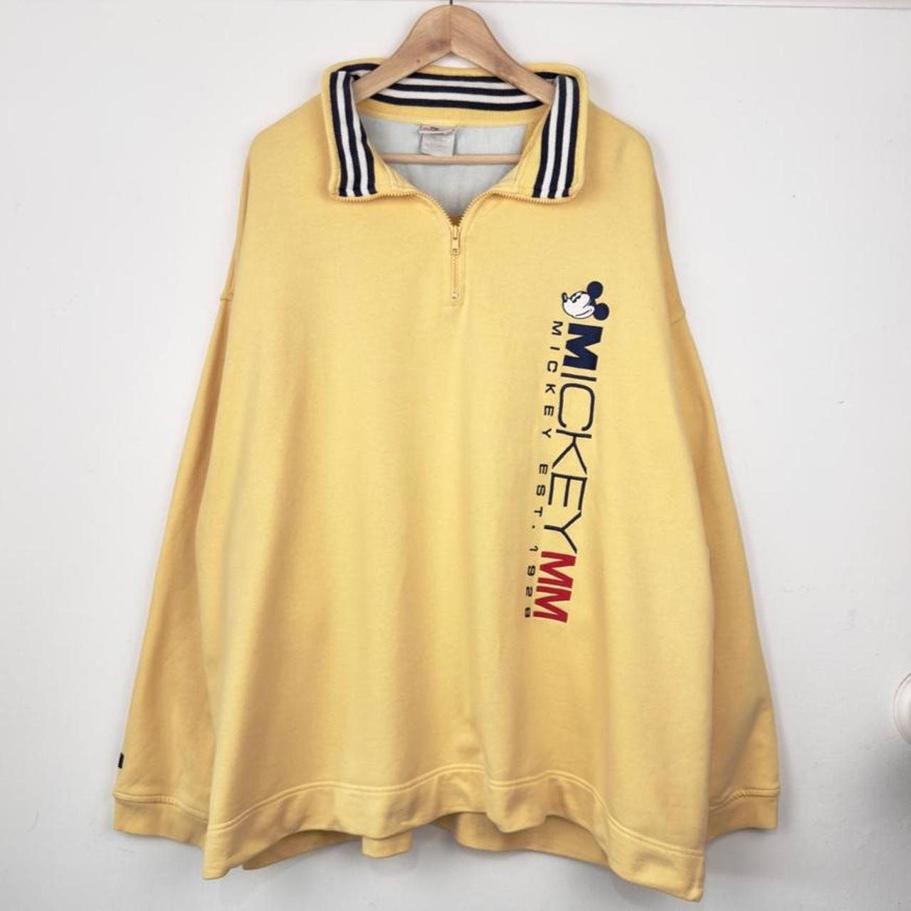 Vintage 00s Mickey Mouse Embroidered Yellow Quarter Zip (XXXL)