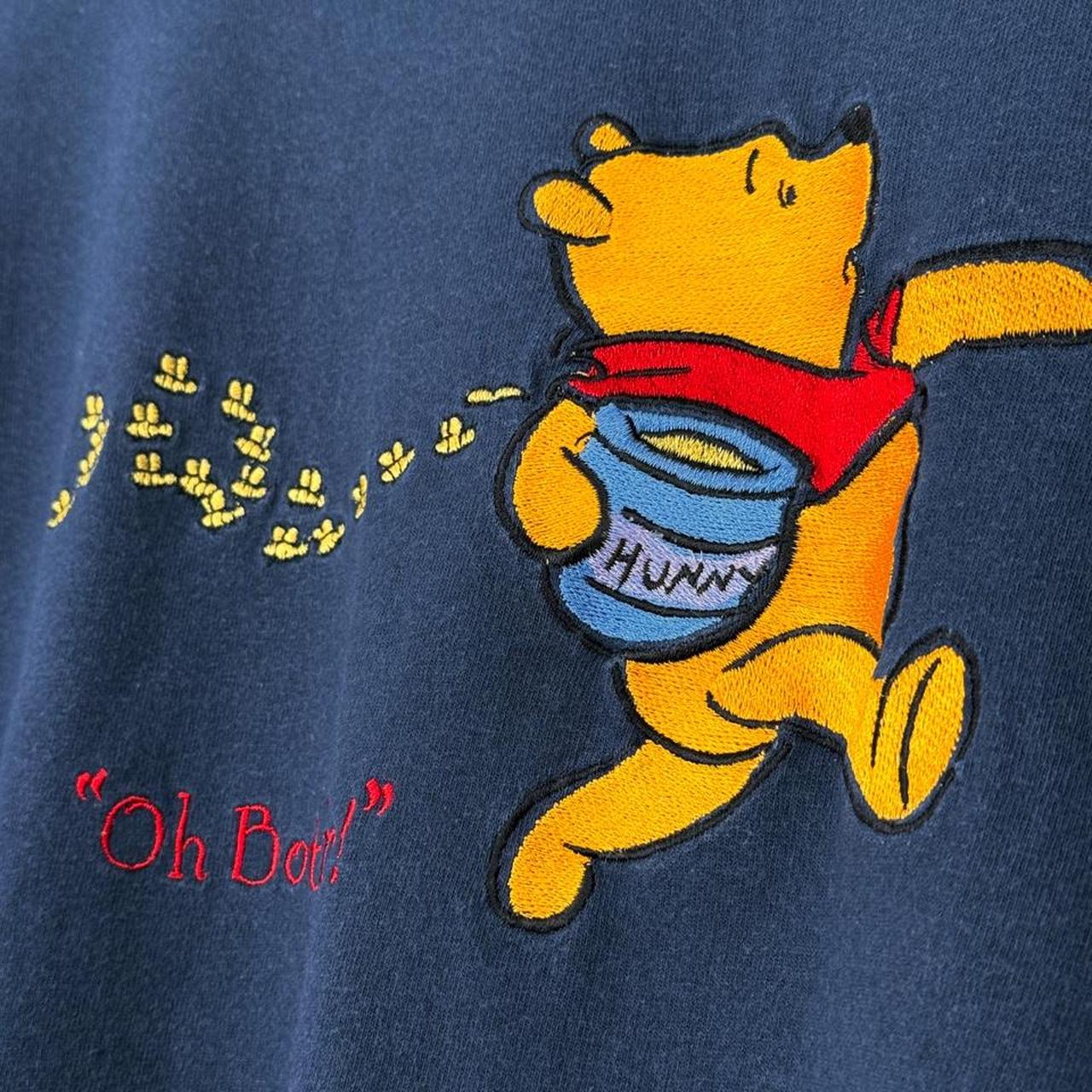 Vintage 90s Winnie The Pooh Oh Bother Embroidered Navy Blue T Shirt (XL)
