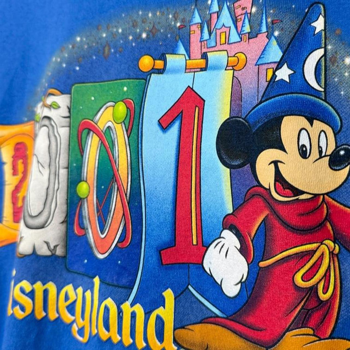 Vintage 2001 Disneyland Sorcerer Mickey Blue T Shirt (L)