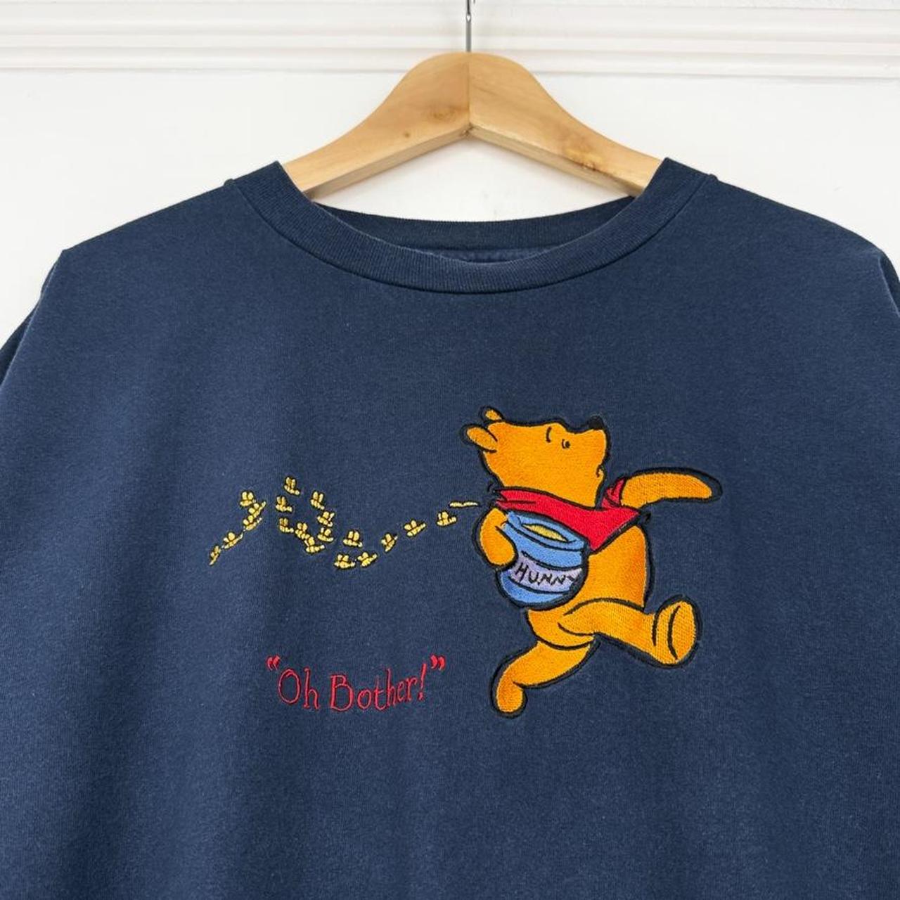 Vintage 90s Winnie The Pooh Oh Bother Embroidered Navy Blue T Shirt (XL)