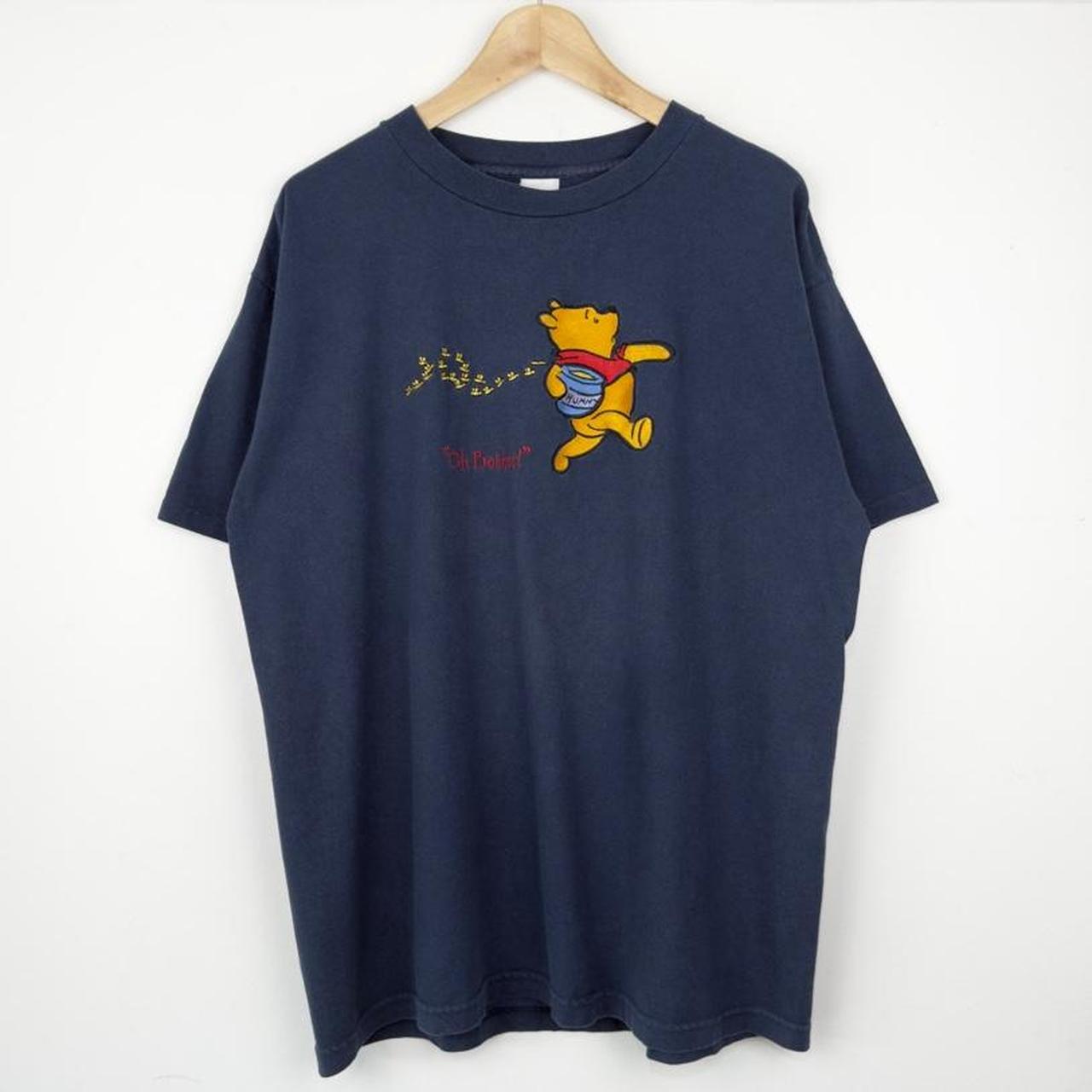 Vintage 90s Winnie The Pooh Oh Bother Embroidered Navy Blue T Shirt (XL)