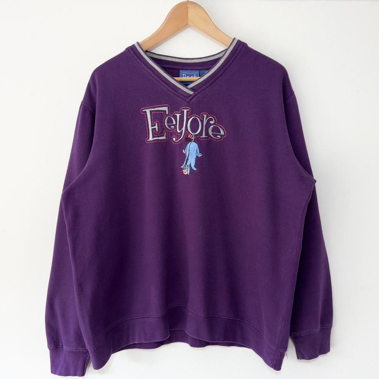 Vintage Eeyore Embroidered V Neck Sweatshirt (L)