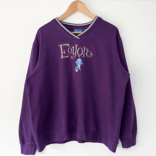 Vintage Eeyore Embroidered V Neck Sweatshirt (L)