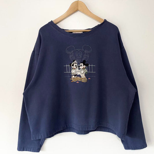 Vintage Mickey & Minnie Disneyland Cropped Sweatshirt (XL)