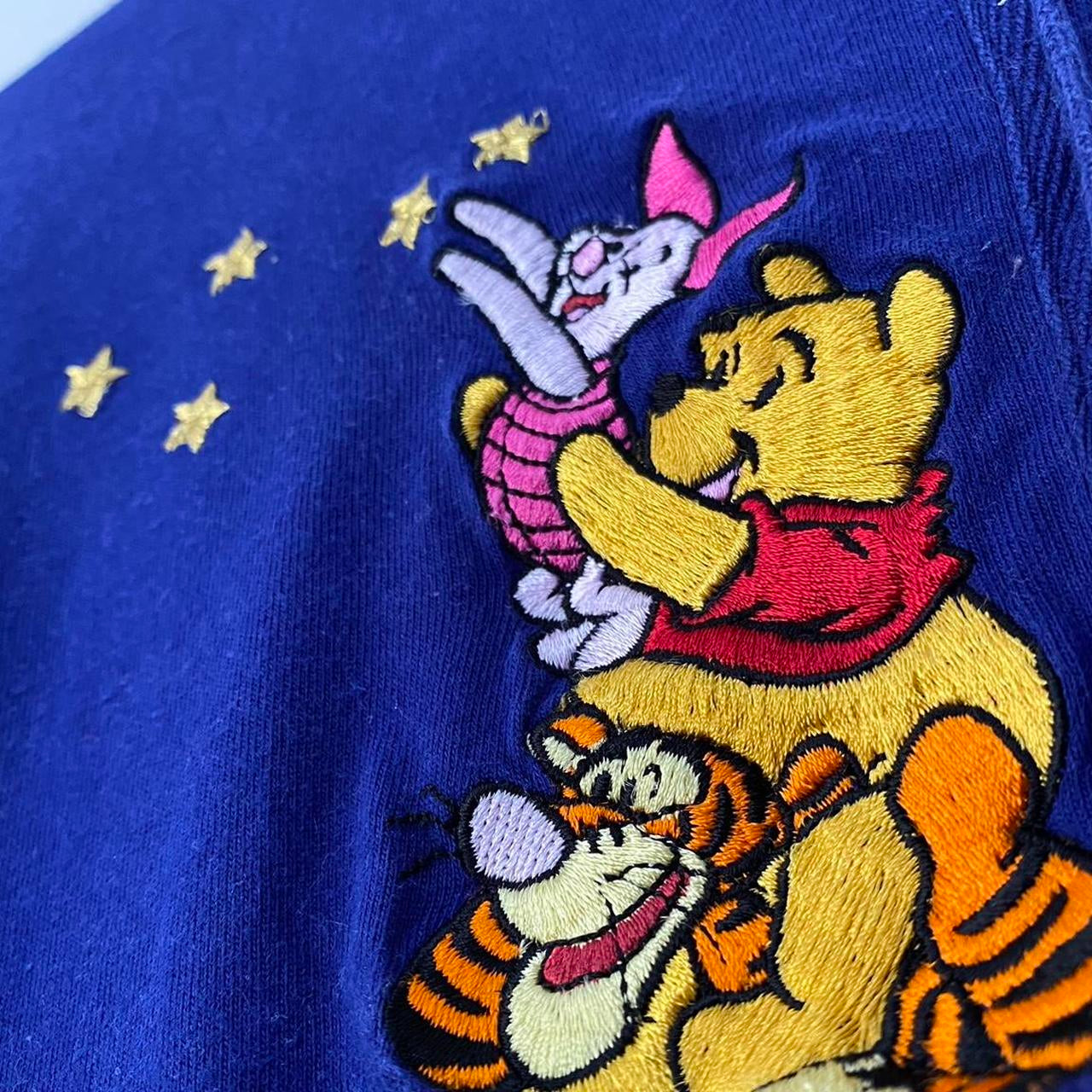 Vintage Pooh & Friends Embroidered Stars Henley Long Sleeve (L)