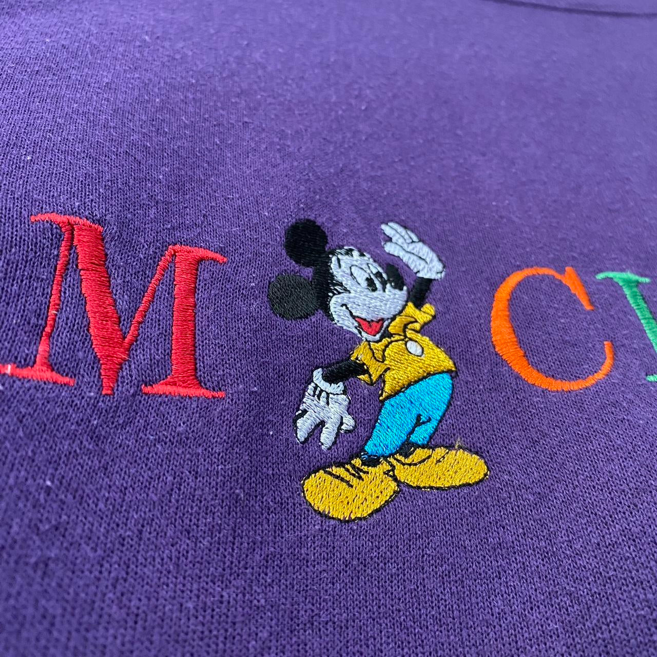 Vintage Mickey Mouse Purple 90s Sweatshirt (XL)